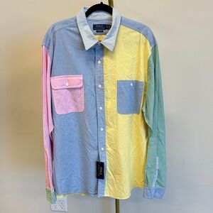 Polo by Ralph Lauren Men's Colorblock Shirt - Blue, Pink, Yellow, Green